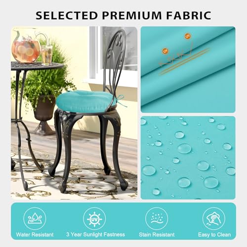 Round Outdoor Chair Cushions, Tufted Bistro Chair Cushions with Ties, Thickened Round Seat Cushion for Patio Furniture, 2 Pack, 15x15 Inch, Teal - color: Teal, size: 2 Count (Pack of 1)
