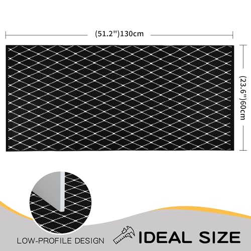 Front Porch Rug Black Boho Outdoor Rug 23.6" x 51.2" Door Mat Cotton Hand Woven Rug for Front Porch Decor Reversible Washable Welcome Layered Doormat for Farmhouse Entryway Kitchen Patio - color: Black Boho Geometic Door Mat
