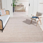 KEMA 2' x 8' Jute & Cotton Handwoven Runner Rug, Natural Reversible Farmhouse Boho Area Rug, Durable Woven Carpet for Hallway, Entryway, Kitchen, Bedroom, Living Room & Indoor Outdoor Use - size: 6' x 9' (Rectangular)