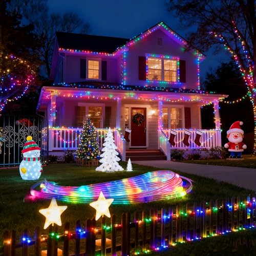 1Pack USB Plug in Christmas Fairy String Lights,16ft 50 LED Color Changing with APP Controlled & Remote Timer, Music Sync Waterproof RGB Twinkle Light Battery Powered for Bedroom Indoor Party Wedding