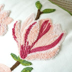 vctops Farmhouse Magnolia Flower Cotton Tufted Throw Pillow Cover Spring Floral Embroidery Pillowcase Soft Square Cushion Case for Sofa Couch Bed Chair (Pink E,18"x18") - color: Pink E