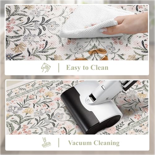 Collive Anti Fatigue Kitchen Floor Mat, Cushioned Waterproof Sink Mats Non Slip Floral Kitchen Rugs Sets of 2, Comfort Modern Standing Rug for Office, Laundry, Desk, 17"x30"+17"x47", Grey - color: Grey, size: 17.3"x47"+17.3"x29"