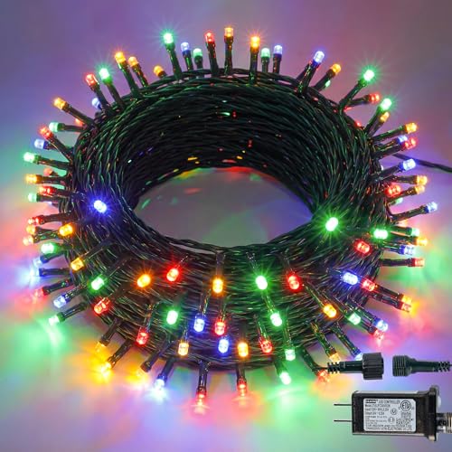 Hopolon String Lights Indoor Outdoor, 33 FT 100 LED Connectable Green Wire Twinkle Fairy Lights, Plug in Christmas Light Waterproof for Wedding Party Patio Spring Decor (Multicolor) - color: Multicolor, size: 100 LED