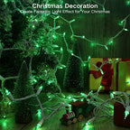 Brizled Green Christmas Lights, 69.6ft 300 Count Mini String Lights Connectable, 120V UL Certified Incandescent Light White Wire, Green Xmas Tree Light for Indoor Outdoor Xmas Halloween Tree Party - color: Green