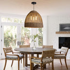 19" Farmhouse Rattan Chandelier 3-Lights Costoal Pendant Light Boho Hand Woven Wicker Hanging Light Fixture for Living Room Bedroom Dining Room Kitchen Island Foyer Restaurant Coffee - color: Coffee-D