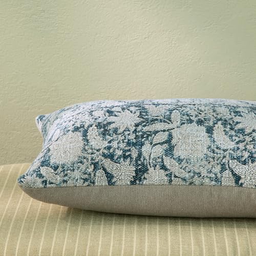 Handblock Printed Vintage Indian Cotton Decorative Throw Pillow Covers, Set of 2 (Denim Blue, 12" x 20" (Pack of 2)) - color: Denim Blue, size: 20" x 12" (Pack of 2)