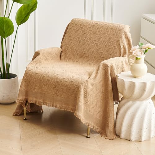 AIVIA Slipper Chair Cover Sheet Blanket, Reversible Anti Slip Throw Cushion Covers for Armless Chair Recliner Armchair Ottomans Furniture Decorations Protector Slipcover Tablecloth (Khaki, 51” x 71”) - color: Khaki, size: 51” x 71”
