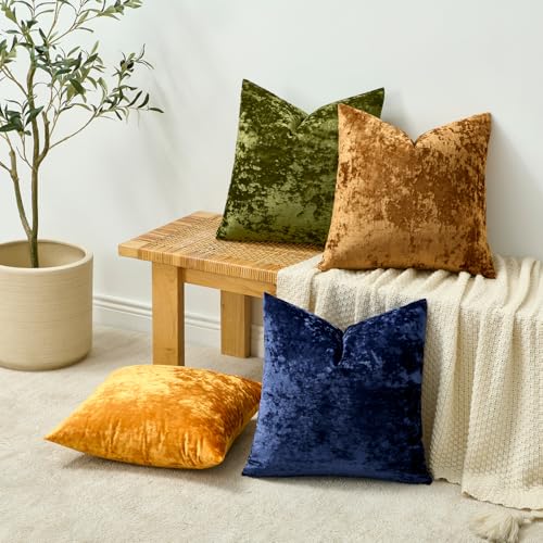 MIULEE Velvet Throw Pillow Covers Set of 2, Soft Neutral Decorative Pillow Cases with Luxurious Textured Vintage Cushion Covers for Home Decor Couch Sofa Bed,Dark Navy Blue 18x18 inch - color: Dark Navy Blue, size: 18" x 18" (Pack of 2)