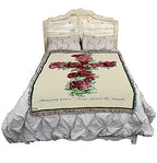 Red Roses Cross Blanket by Parker Fulton -Amazing Grace How Sweet The Sound - Sympathy Bereavement Gift Tapestry Throw Woven from Cotton - Made in the USA (72x54) - color: Red Roses Cross, size: 72" x 54"