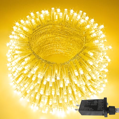 66FT 200LED Christmas String Lights Outdoor/Indoor, Extendable Twinkle Fairy Lights Waterproof Clear Wire with 8 Modes&Timer Function for Garden Bedroom Patio Christmas Tree Decorations (Warm White) - color: Warm White, size: 200LED