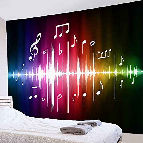 HVEST Music Tapestry Jumping Musical Notes Wall Hanging Hippie Wall Tapestries for Bedroom Living Room Dorm Party Wall Decor,60Wx40H inches - color: Red