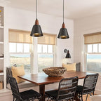 2 Pack Pendant Lights, Black Pendant Lights Kitchen Island,Wood Dome Minimalist Industrial Ceiling Hanging Lights for Kitchen Island, Barn, Dining Room, Living Roo m, Bedroom - color: Black