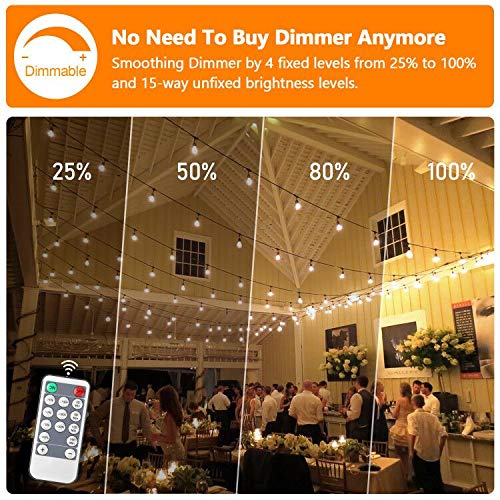 Lakumu 2-Pack 3 Color Dimmable LED Outdoor String Lights for Patio with Remotes, 96FT Waterproof Hanging Lights with Shatterproof Edison Bulbs for Bistro Backyard-Warm White/Neutral White/Daylight - color: Black-2700K/4000K/5000K, size: 96FT(48FT*2)