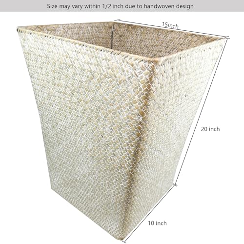 Taper Seagrass Planter - 20-Inch Tall Large Tree Planter - Handwoven Natural Square Basket for Indoor & Outdoor Plants - Stylish Decorative Flower Pot for Patio, Garden, and Home (White) - color: White