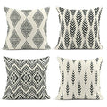 ArtSocket Set of 4 Throw Pillow Covers Ikat Tribal and Boho Bohemian Black Ethnic Herringbone for Ideas Decor Linen Outdoor Pillow Cases Home Decorative Square 18x18 Inches Pillowcases - size: 18" x 18" (Pack of 4)