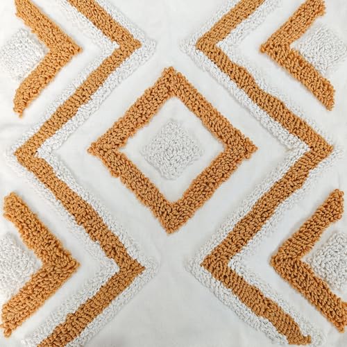 Andreannie Pack of 2 Boho Tufting Throw Pillow Cover Embroidered Textured Cushion Cover with Tassels Soft Home Decororative for Couch Sofa 18x18 inch (Yellow) - color: Yellow