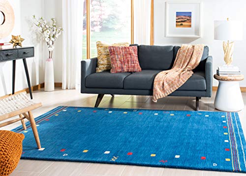 SAFAVIEH Himalaya Collection Accent Rug - 4' x 6', Blue, Handmade Boho Tribal Wool, Ideal for High Traffic Areas in Entryway, Living Room, Bedroom (HIM563M) - color: Blue, size: 4' x 6' (Rectangular)