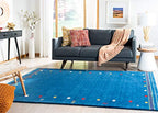 SAFAVIEH Himalaya Collection Area Rug - 5' x 8', Blue, Handmade Boho Tribal Wool, Ideal for High Traffic Areas in Living Room, Bedroom (HIM563M) - color: Blue, size: 5' x 8' (Rectangular)