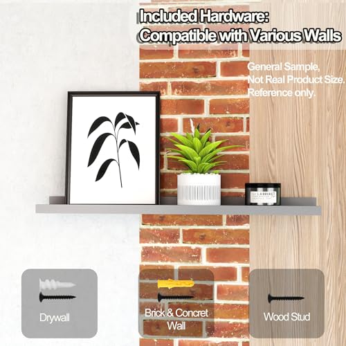 Small Floating Shelves for Wall Decor, Wall Mounted Wood Shelf for Bedroom, Living Room, Bathroom, Kitchen, Nursery, Display Picture Ledge Shelf with Lip Set of 2-8 Inches, Grey - color: Grey, size: 7.8in