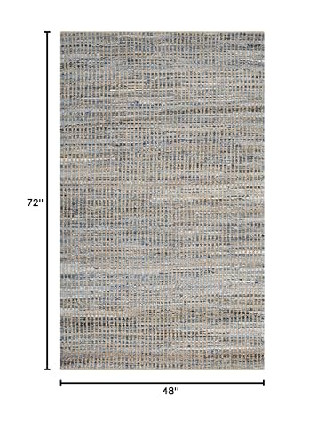 SAFAVIEH Cape Cod Collection Accent Rug - 4' x 6', Natural & Blue, Handmade Flat Weave Coastal Braided Jute, Ideal for High Traffic Areas in Entryway, Living Room, Bedroom (CAP352A) - size: 4' x 6' (Rectangular)