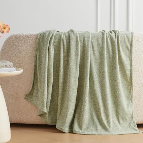 COOVA Lightweight Knit Throw Blanket for Couch, Decorative Blanket, Soft and Cozy Throw for Sofa, Bed or Chair, Living Room (Light Green, 60×80 inches) - color: Light Green, size: 60"x80"