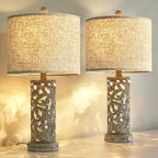 OYEARS Bedside Table Lamps Set of 2 with USB & Night Light, 22'' Dimmable Touch Lamps for Nightstand, Farmhouse Lamps for Bedroom Living Room Home Offce (Bulb Included) - color: Rustic Grey