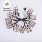 Outdoor Patio String Lights Plug in with 10 Incandescent Bulbs, Handwoven Beaded Copper Wire Style Decorative Lantern String Lights Connectable Weatherproof for Pergola, Porch, Mantel, Indoor Decor