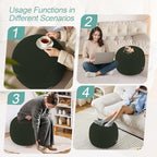 MeMoreCool Stuffed Round Pouf Ottoman Foot Rest, Floor Pouf Foot Stool with Soft Foam Chunk Filling, Small Round Ottoman Footstool Circle Footrest for Living Room, Green - color: Teddy Green