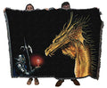 Pure Country Weavers Gold Dragon with Knight Blanket by Ciruelo - Gift Fantasy Tapestry Throw Woven from Cotton - Made in the USA (72x54) - color: Gold Dragon