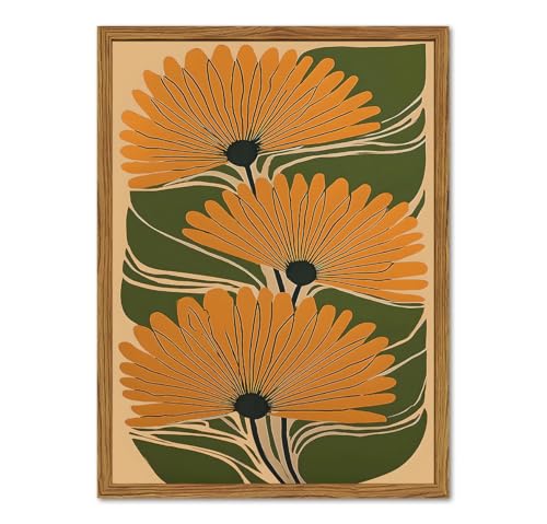 Framed Boho Floral Canvas Wall Art, Vintage Flower Pictures Wall Decor, Abstract Botanical Paintings Prints Maximalist Home Decor for living Room Bedroom Office 16x24 inch - color: Boho Abstract Floral, size: 24"L x 16"W