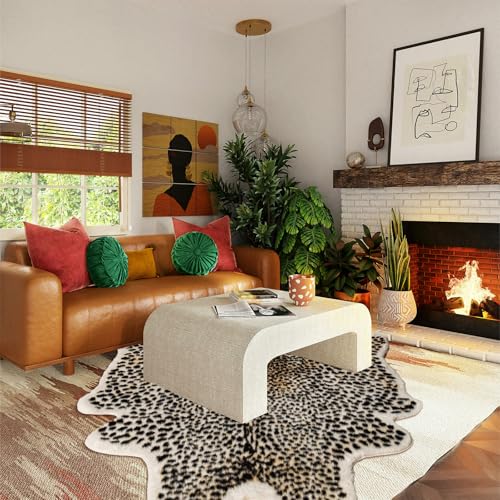 Huichenxing2021FURSTORE Leopard Rug Cheetah Print Rugs for Living Room Bedroom Faux Animal Print Area Rug Cowhide Skin Mat 6.2x8.2ft - color: Multi Leopard 98"l X 74" W