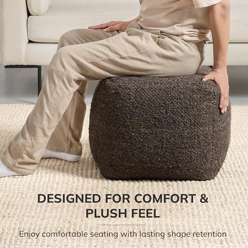 Anji Mountain Pouf Ottoman Foot Rest, Handmade Ottoman Pouf, Comfortable Foot Stool, Decorative Floor Seating for Living Room Decor, Bedroom & Home Décor Accent - Chocolate - color: Chocolate