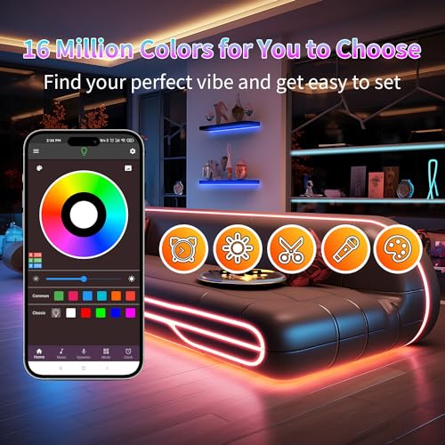 NBBUFF 290FT LED Lights for Bedroom, RGB LED Strip Lights Music Sync Color Changing Effects, DIY Cuttable Led Light Strip with Remote and App Control Led Lights for Room Decor (3 Rolls of 97ft) - size: 290 ft