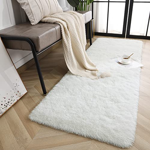 Jelymark Super Soft Shaggy Rug for Bedroom, 2x6 Feet Fluffy Carpet for Living Room, Fuzzy Indoor Plush Area Rug for Home Decor, Furry Floor Rugs for Dorm, Kids Nursery Rug for Girls, Cream White - color: Cream White, size: 2' x 6' (Rectangular)