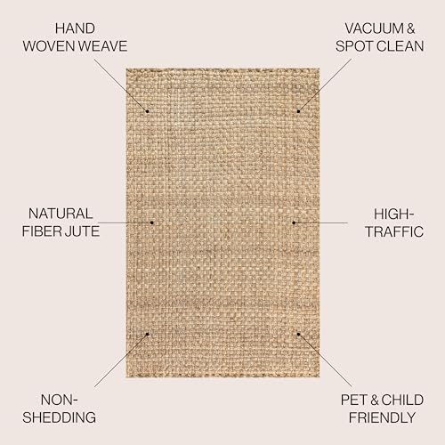 JONATHAN Y Estera Hand Woven Boucle Chunky Jute Natural 5x5 Square Indoor Area Rug, Bohemian, Transitional, Easy-Cleaning for Living Room, Bedroom, Kitchen, Pet Friendly, Non-Shedding (NFR102A-5SQ) - color: Natural, size: 5' x 5' (Square)