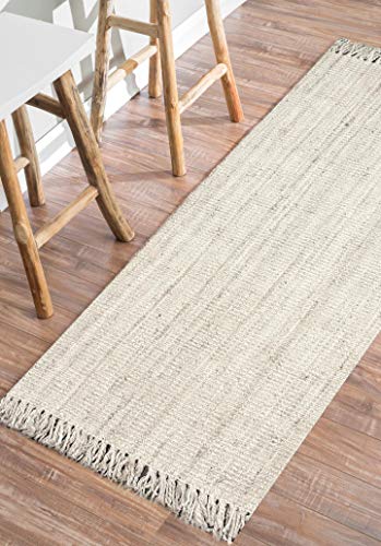 Nuloom Daniela Off-White, 6' Square, Handmade, Jute, Tassel, Soft and Textured, High Traffic, Stain Resistant, Easy Clean, Durable Area Rug for Bedroom, Living Room, Dining Space, Foyer, Entryway - color: Off White, size: 6' x 6' (Rectangular)