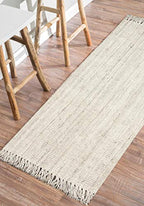 Nuloom Daniela Off-White, 6' Square, Handmade, Jute, Tassel, Soft and Textured, High Traffic, Stain Resistant, Easy Clean, Durable Area Rug for Bedroom, Living Room, Dining Space, Foyer, Entryway - color: Off White, size: 6' x 6' (Rectangular)