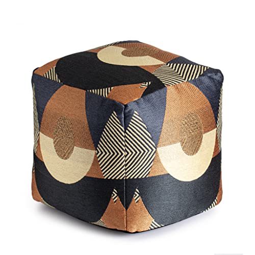 Anji Mountain Square Pouf, Martinique Orange, 18" x 18" x 18", Multicolor - color: Martinique Orange