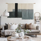 Macrame Wall Hanging Large Dip Dye Tapestry Fiber Wall Art Boho Living Room Bedroom Macrame Wall Decor 59''Wx35''L - color: Grey