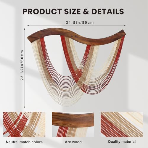 Mindsoft Warm Neutral Macrame Wall Hanging Dip Dyed Yarn Wall Art, Modern Boho Decor Handmade Cotton Rope Tapestry for Bedroom, Living Room, Nursery, 31.5 x 23.6 Inch - color: Warm Neutral