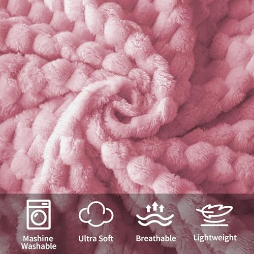 6 Pcs Flannel Throw Blanket Bulk 50 x 60 Inch - 240 GSM Velvet Jacquard Decorative Blankets Soft Lightweight Bed Throw for Sofa Pet Bed Party Outdoor Wedding Donation Homeless Gifts (Rosepink) - color: Rosepink