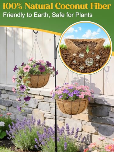 ANPHSIN 4Pcs 12inch Coconut Liners for Hanging Baskets Planters - Made of 100% Natural Coco Coir Fiber, Thick Breathable Round Liner for Outdoor Porch Garden Flower - size: 12in