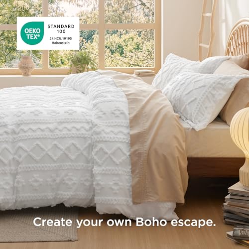 Bedsure Boho Duvet Cover King Size, Soft & Comfortable Elegant Design Boho Bedding for Decoration, Machine Washable Comforter Cover for All Seasons,Includes 1 Duvet Cover & 2 Pillow Shams,Khaki - color: 07 - Khaki - Elegant (No Comforter), size: King (104