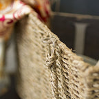 Household Essentials Wicker Stair Basket with Handles, Handwoven Seagrass, Natural - style: Seagrass and Corn Husk