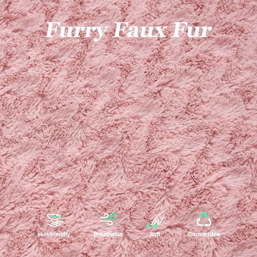 Hobestluk 3 in 1 Bean Bag Chair Giant Bean Bag Chairs for Adults with Chevron Plush Fur Cover Convertible Bean Bag Floor Cushion with Machine Washable Cover for Living Room (Chevron Plush Pink) - color: Rose Pink
