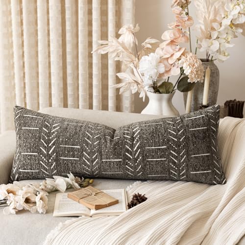 Home Décor Decorative Boho Chenille Throw Pillow Covers Textured Neutral Cushion Covers Soft Farmhouse Body Pillowcase for Couch Sofa Bed Living Room, 14×36 Inch, 1 Piece, Cocoa Brown - color: Cocoa Brown, size: 36" x 14" (Pack of 1)