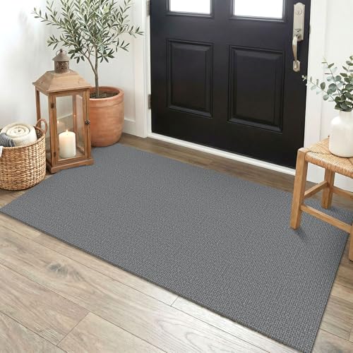 EARTHALL Washable Runner Rug 2x4 Ft Non Slip Runners for Hallways Cotton Rubber Backed Entryway Runner Braided Indoor Floor Runners Carpet for Entryway, Hallway, Kitchen, Bedroom, Charcoal Gray - color: Dark Gray, size: 2' x 4' (Runner)