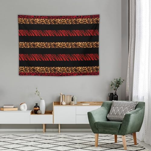 DDCBNS Red and Black Stripes Zebra Leopard Fur Print Wall Tapestry - Wild Animal Skin Texture Art for Bedroom Living Room Dorm Decor 40" x 30" - color: Animal Skin_2, size: 40"L x 30"W