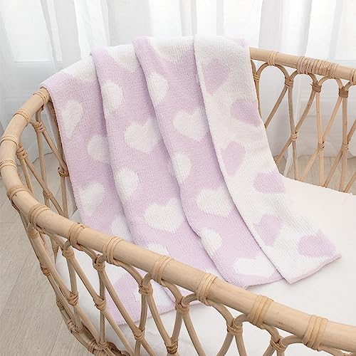 Living Textiles Purple Hearts Chenille Soft Baby Blanket Reversible Premium Cozy Fabric for Best Comfort - for Infant,Toddler,Newborn,Nursery,Boy,Unisex,Throw,Crib,Stroller,Gift, Purple Heart 40x30 - color: Purple Heart