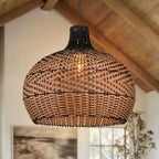 Arturesthome Rattan Pendant Light Fixtures for Kitchen Island, Wicker Chandelier, Handmade Woven Hanging Ceiling Light Lampshade for Living Room Bedroom - size: 19.6" * 17.7"